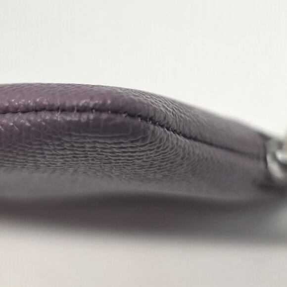 Coach New York Amethyst Purple Corner Zip Wristlet Cross Grain Leather Wallet - Picture 10 of 13